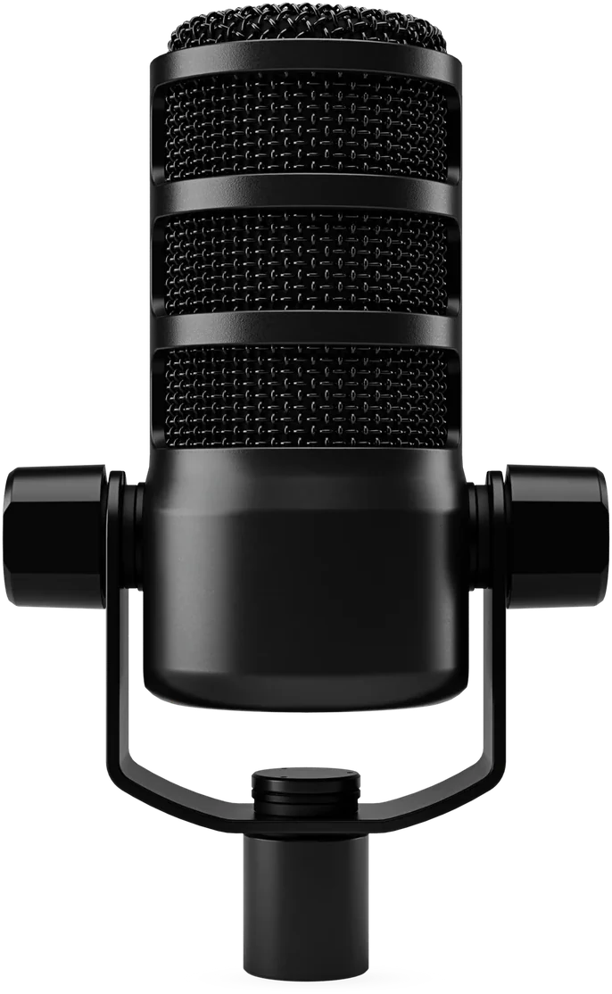 RØDE PodMic USB in black, seen from the front